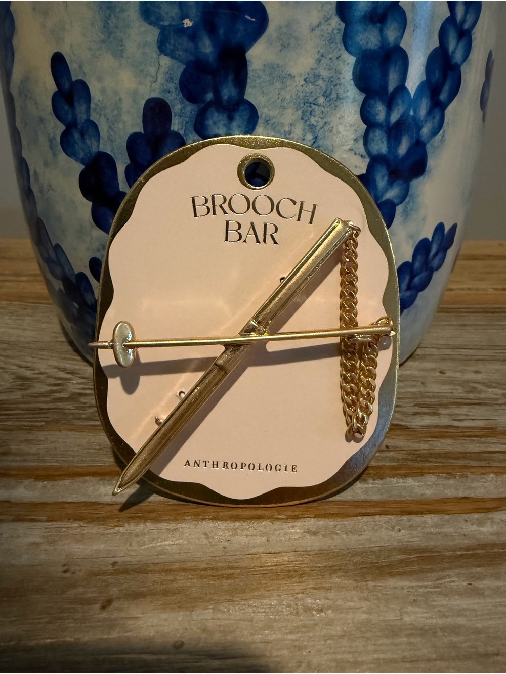 Anthropologie Gold Ski Skiing  Pin Brooch NWT